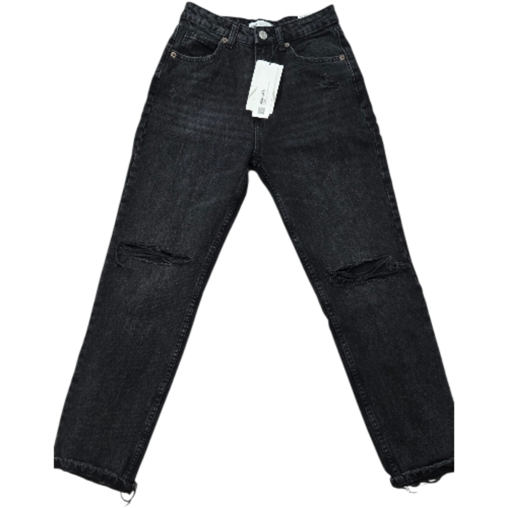 Women's Black Distressed Mom Jeans Zara